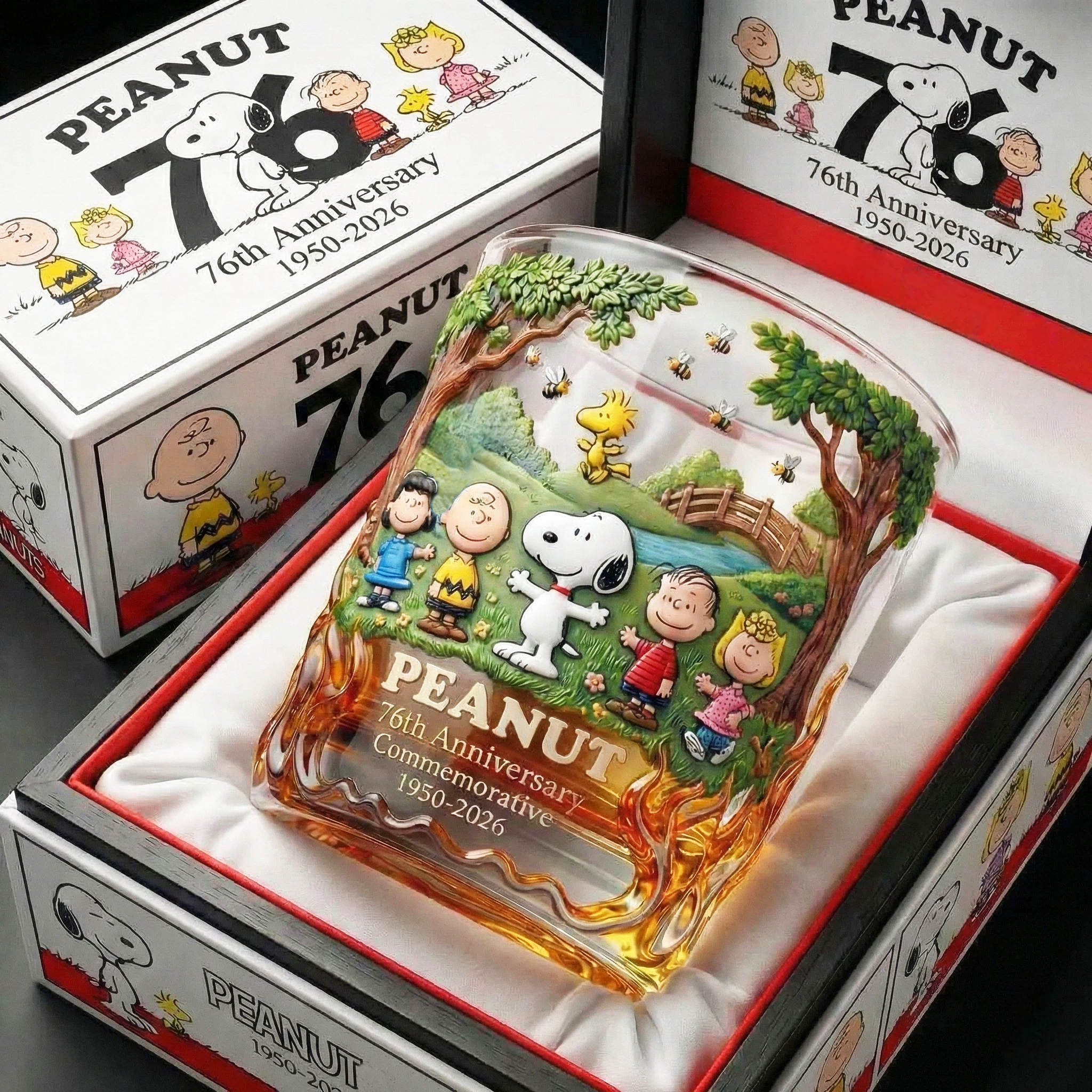 Snoopy 76th Anniversary Whiskey Glass