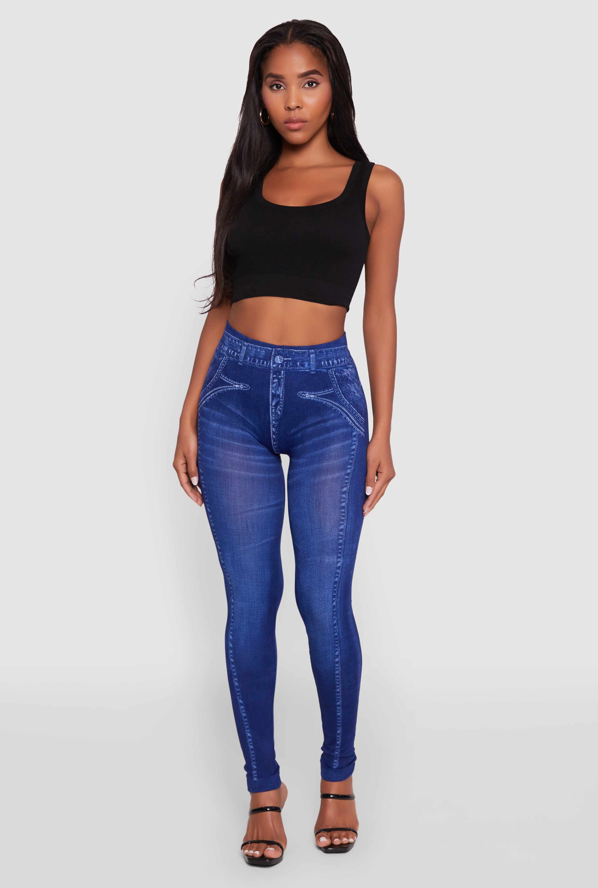 Denim Print Booty Lift Leggings