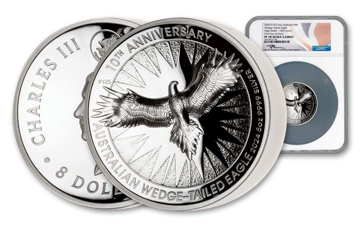 Australian Wedge-Tailed Eagle 10th Anniversary 2024 $8 5oz Silver Proo