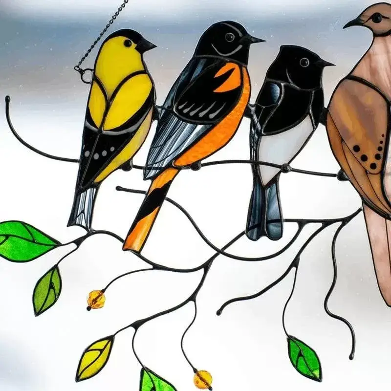 🐦🔥 Last Day 70% OFF-Birds Stained  Window  Panel Hangings🎁