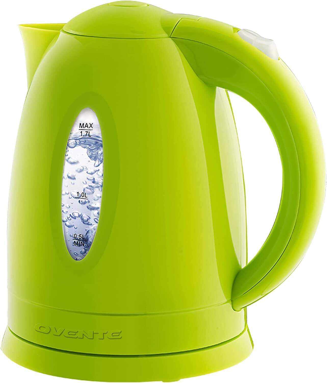 OVENTE Electric Kettle Hot Water Heater 1.7 Liter - BPA Free Fast Boiling Cordless Water Warmer - Auto Shut Off Instant Water Boiler for Coffee & Tea Pot - White KP72W