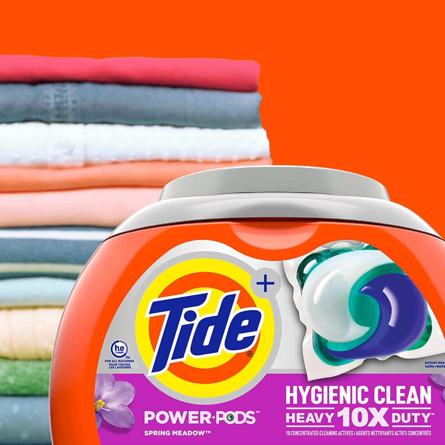 Tide Hygienic Clean Heavy Duty 10x Free Power PODS Laundry Detergent, 63 count, Unscented, For Visible and Invisible Dirt