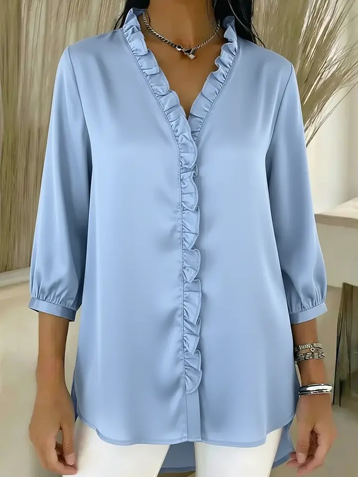 🔥Summer Arrivals🌟Elegant Ruffled Collar Satin Blouse
