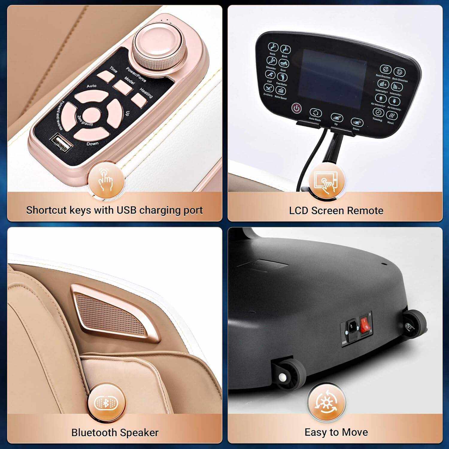 Mazzup Full Body Zero Gravity Shiatsu Massage Chair with Fully Assembled, LCD Screen, Shortcut Keys, USB Charging Port, Heat, Ideal Gift for Loved Ones, Parents, Balck