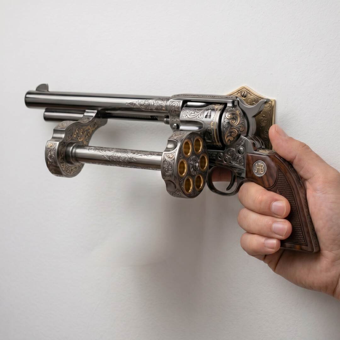 🔫 Revolver Toilet Paper Roll Holder Wall Mount