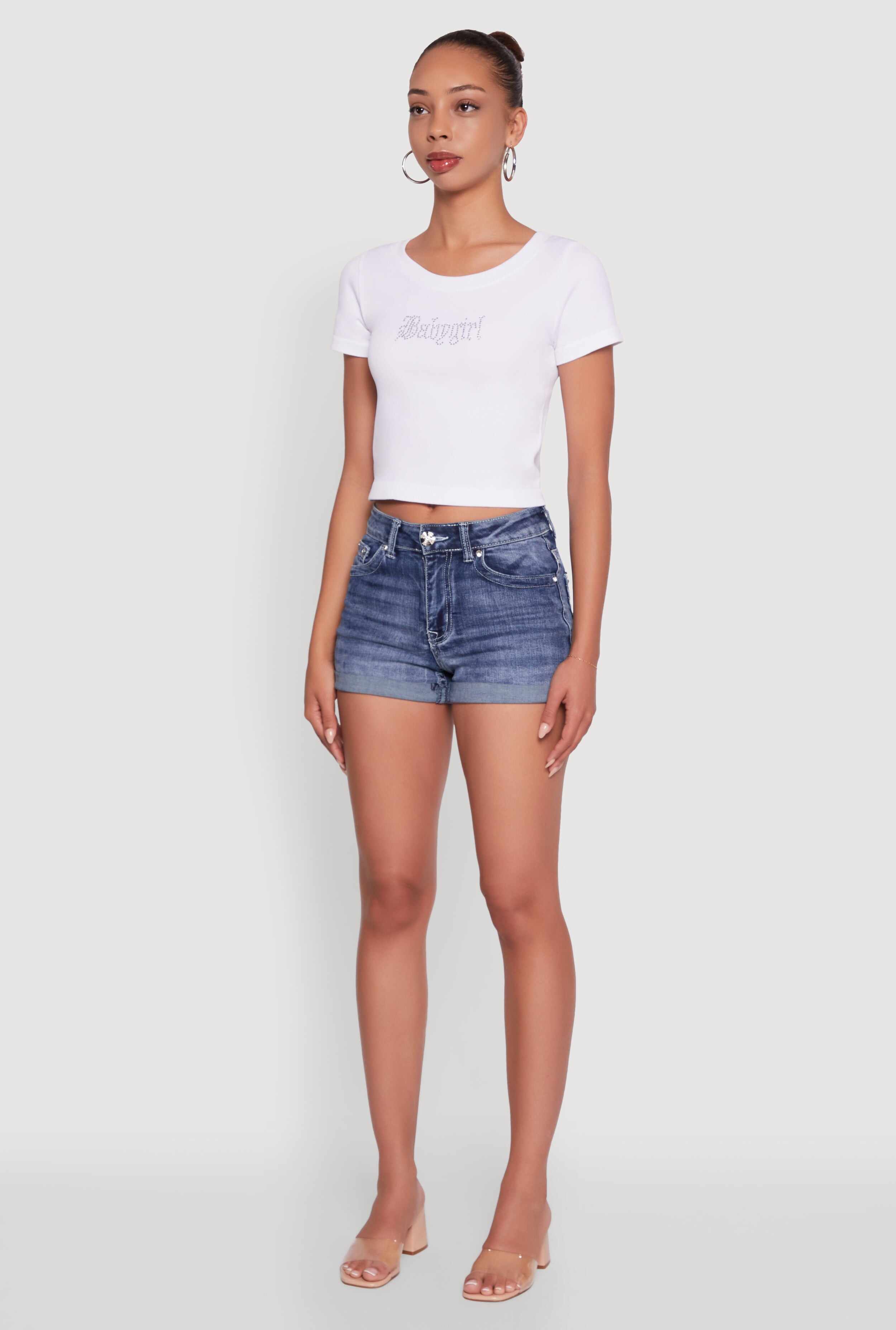 Seamless Rhinestone Babygirl Graphic Cropped Tee