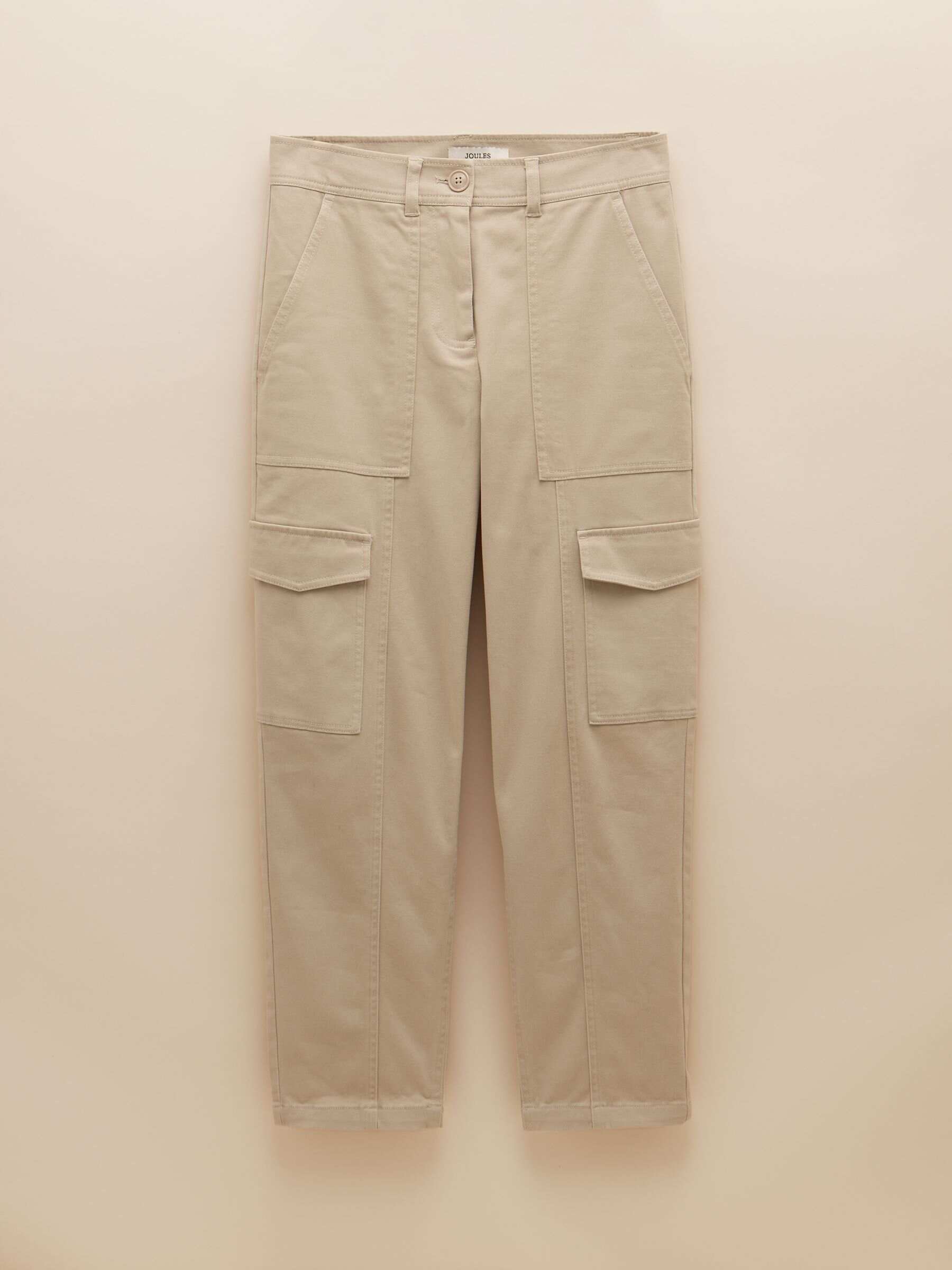 Cream Tapered Leg Cargo Trousers