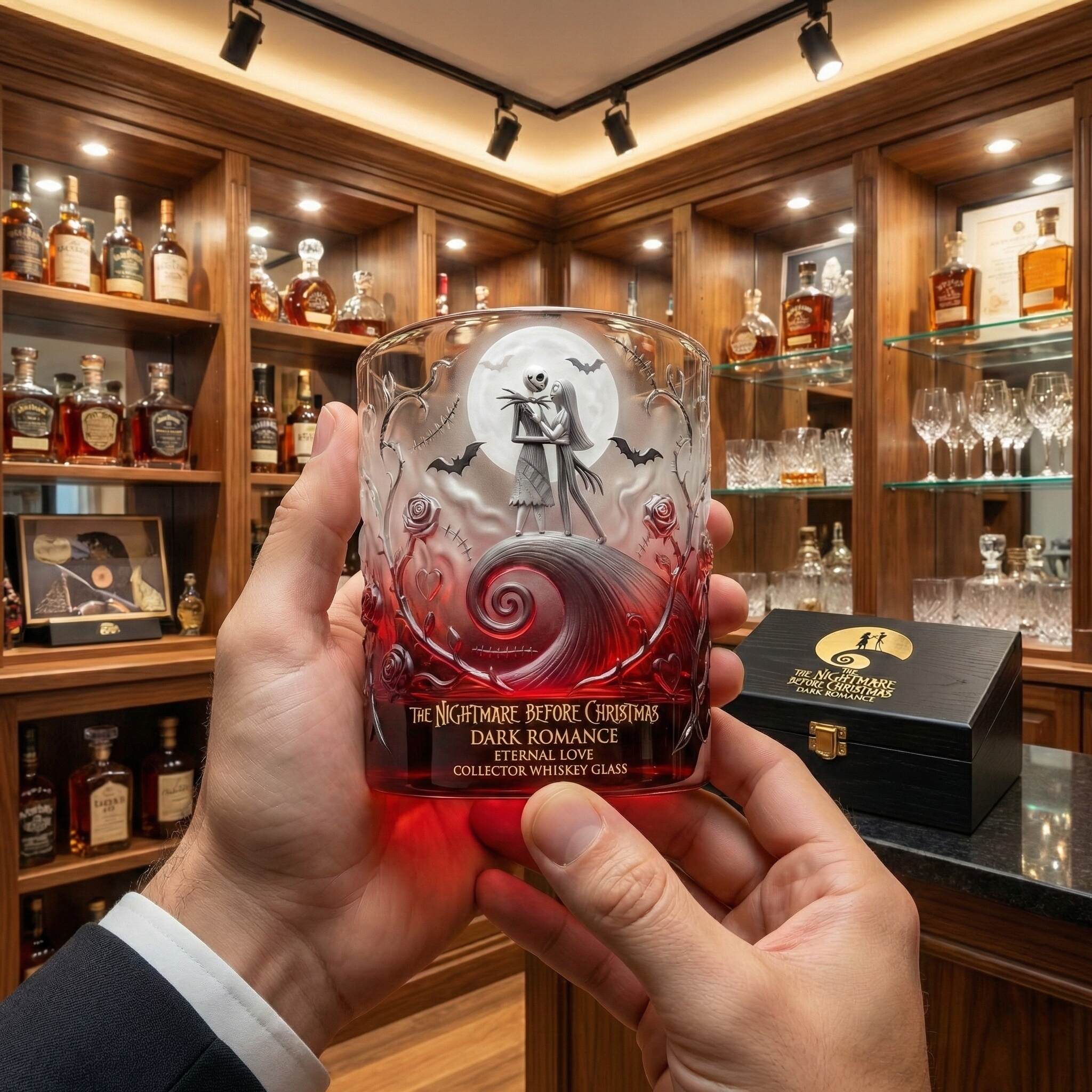🥃 The Nightmare Before Christmas – Dark Romance Collector Whiskey Glass