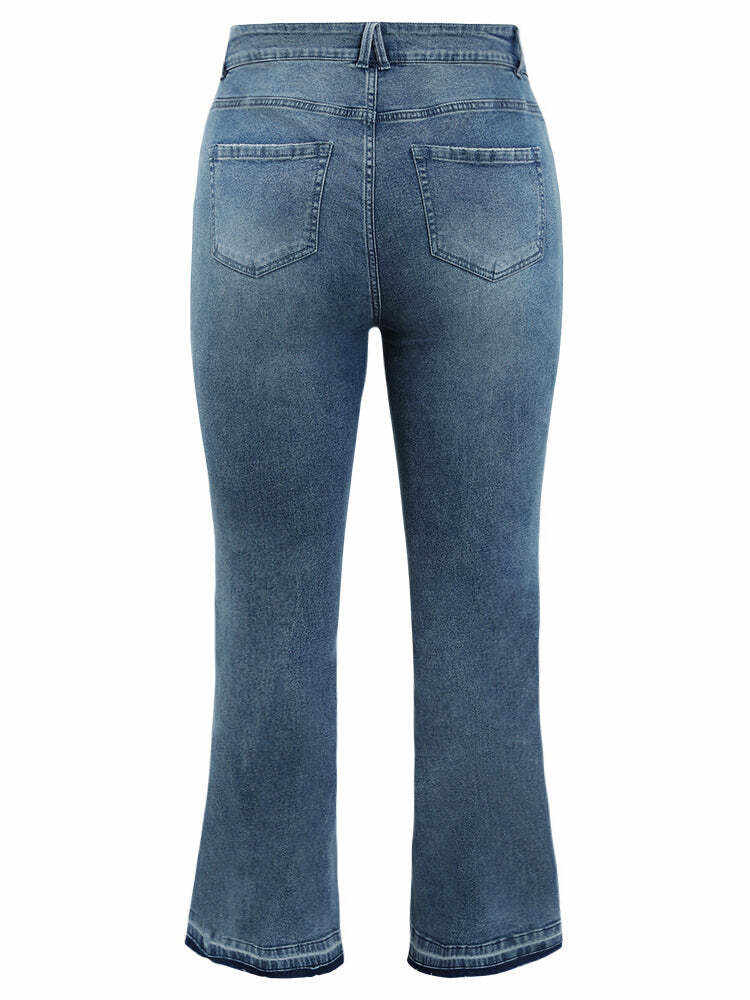 Flare Leg Very Stretchy Medium Wash Contrast Hem Jeans