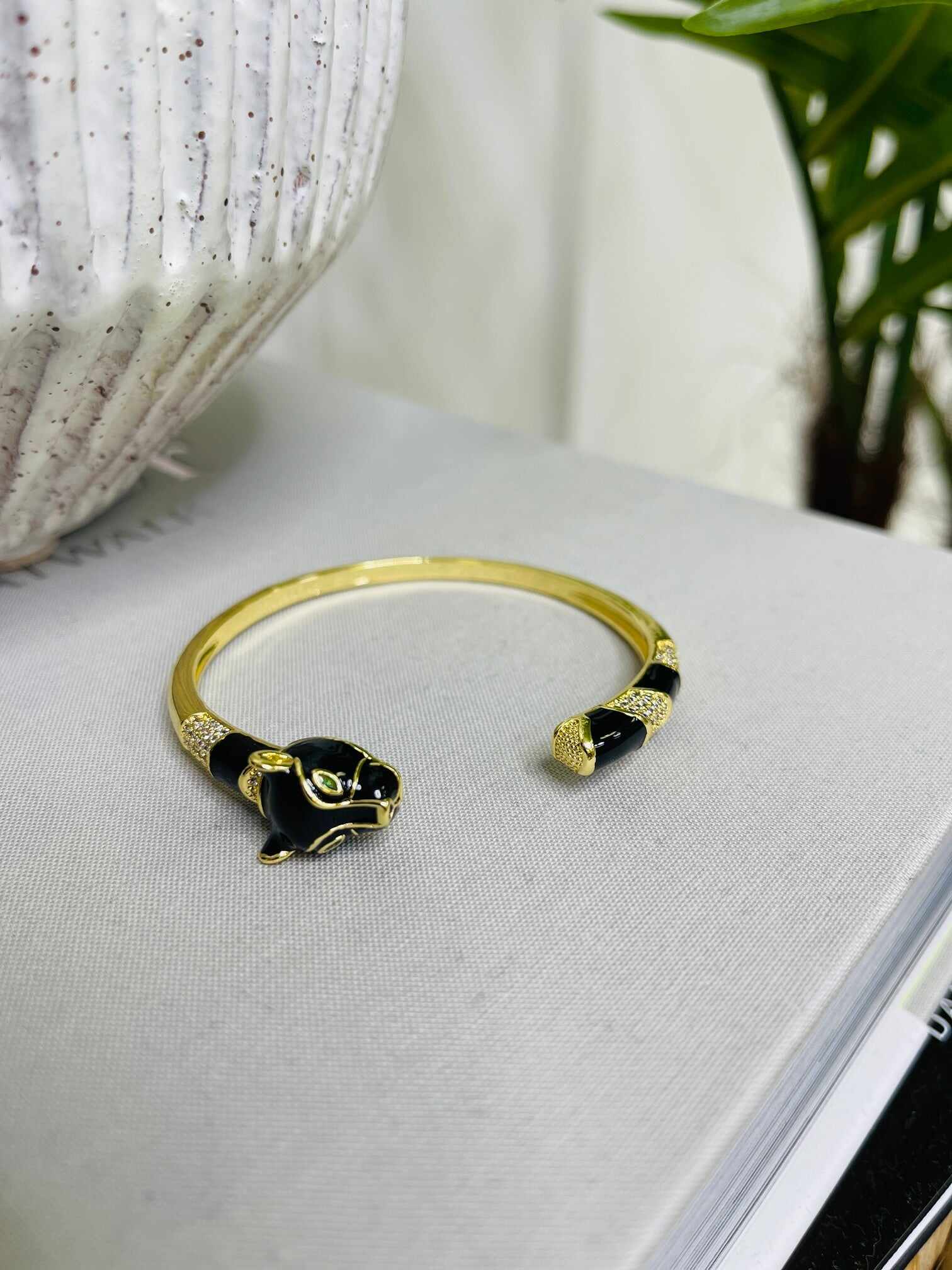 Black Panther Bangle in Gold