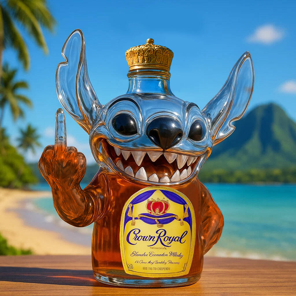 Playful and humorous Stitch whiskey bottle collector's edition