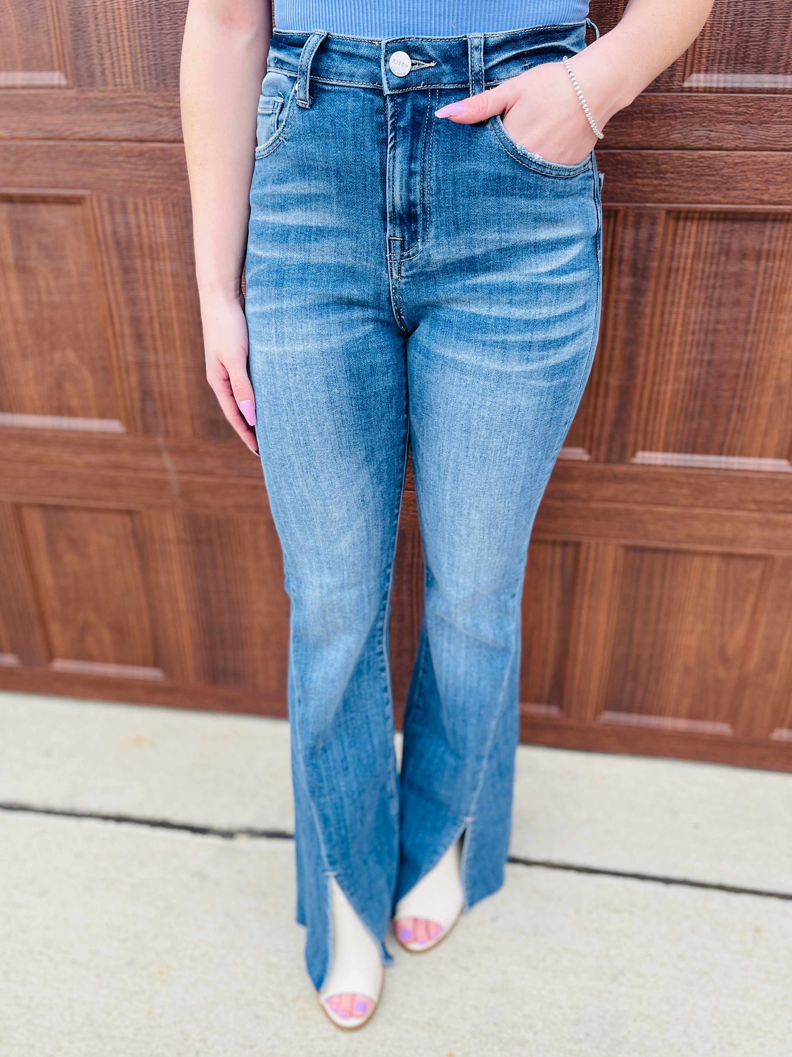 Risen Plus/Reg Hi-Rise Twist And Shout Your Love Flare Jeans