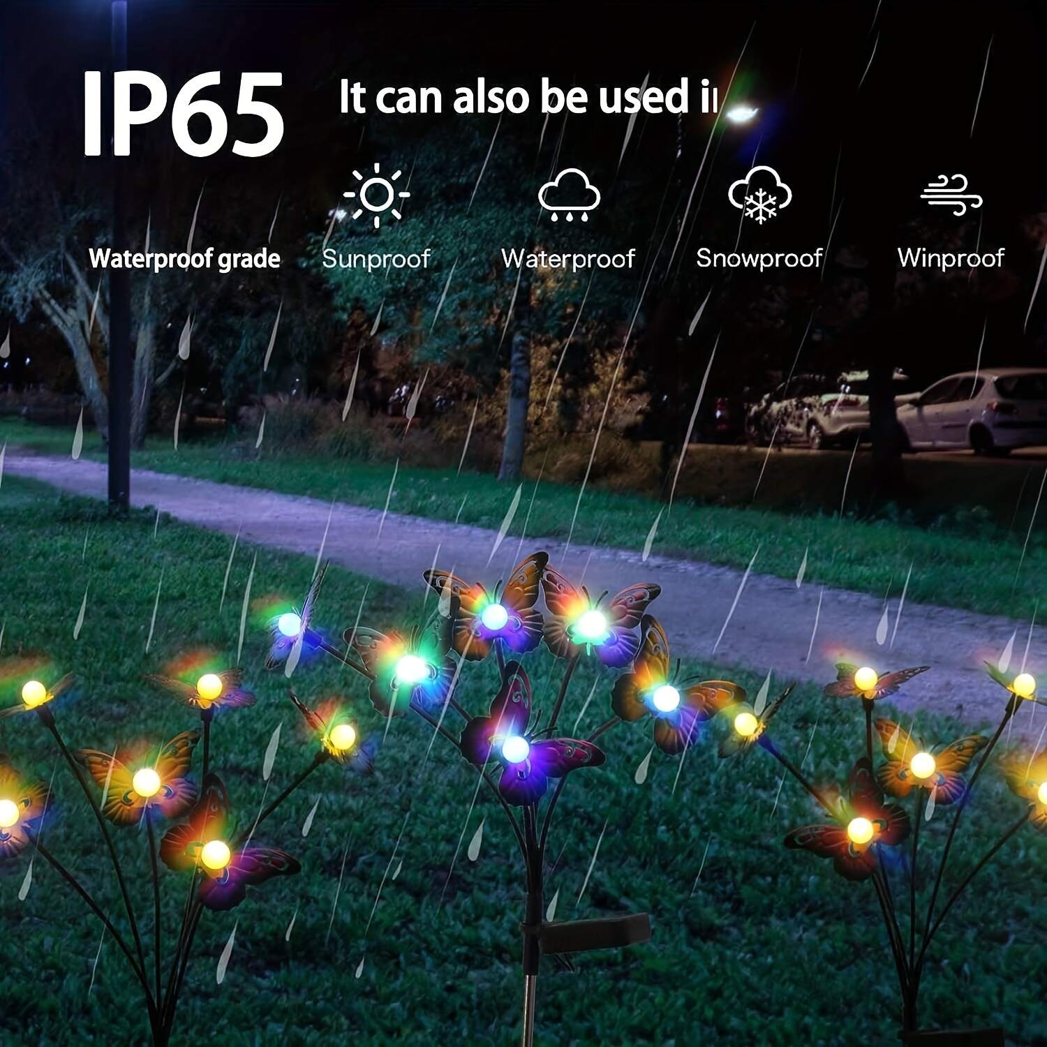 1pc Solar Floor Light, Waterproof Bionic Ground Plug Light, Decorative Iron Butterfly LED Floor Lamp, For Garden Landscape Lawn & Outdoor Decoration
