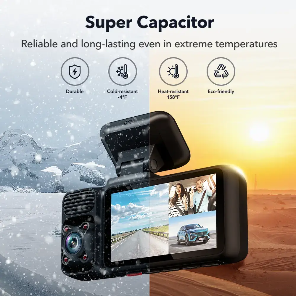 F17 4K 3-Channel Dash Cam with 5GHz WiFi GPS, 64GB Card, 2160P+1080P+1080P Cameras, IR Night Vision, Parking Mode, Car rvibes, Car VLOG, Summervibes
