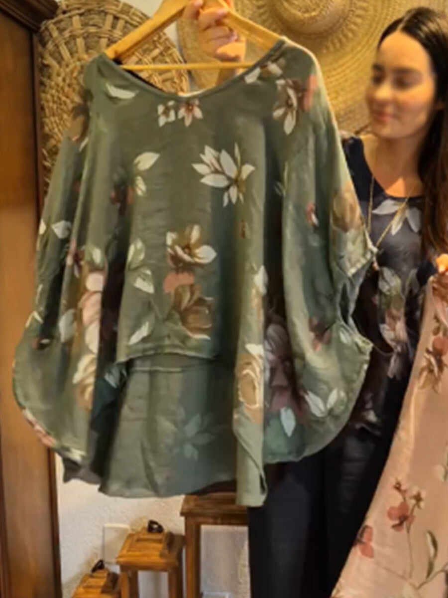 🔥Summer Arrivals🌟Casual Loose-fitting Floral Print Linen And Cotton Top