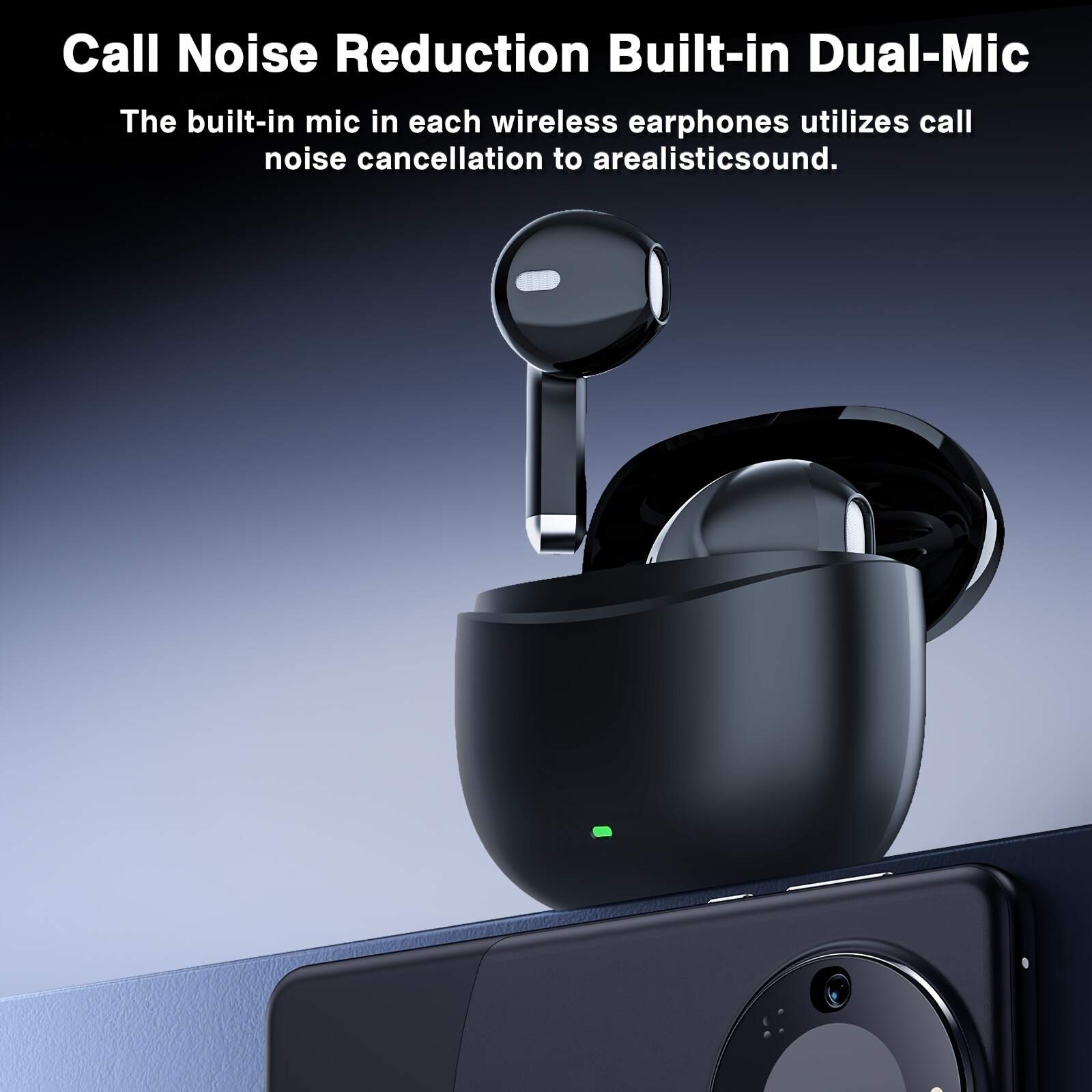 [Wireless Earbuds] 5.4 Wireless Earbuds | Wireless Earphones with Dual Mic, Noise Reduction, Automatic Identification Pairing and Long Standby Time