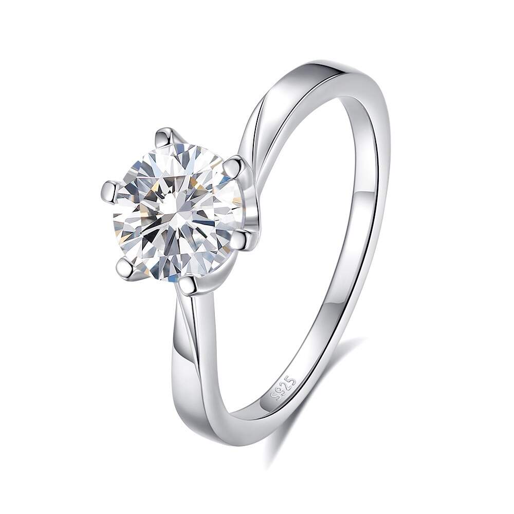 Polished Twisted - Arm One - Carat Moissanite Elegant Ring