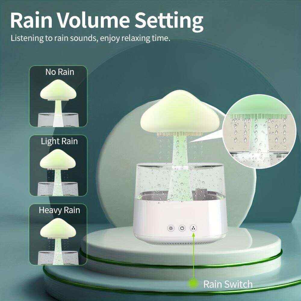 Creative Intelligent Multi-mode Multi-scene Colorful Lights Household Commercial Adjustable Rain Rain Cloud Humidifier USB Ultrasonic Atomization Colorful Night Light Cloud Raindrop Arrangement Machine (usb Interface Including Fcc, Ce, Rohs)