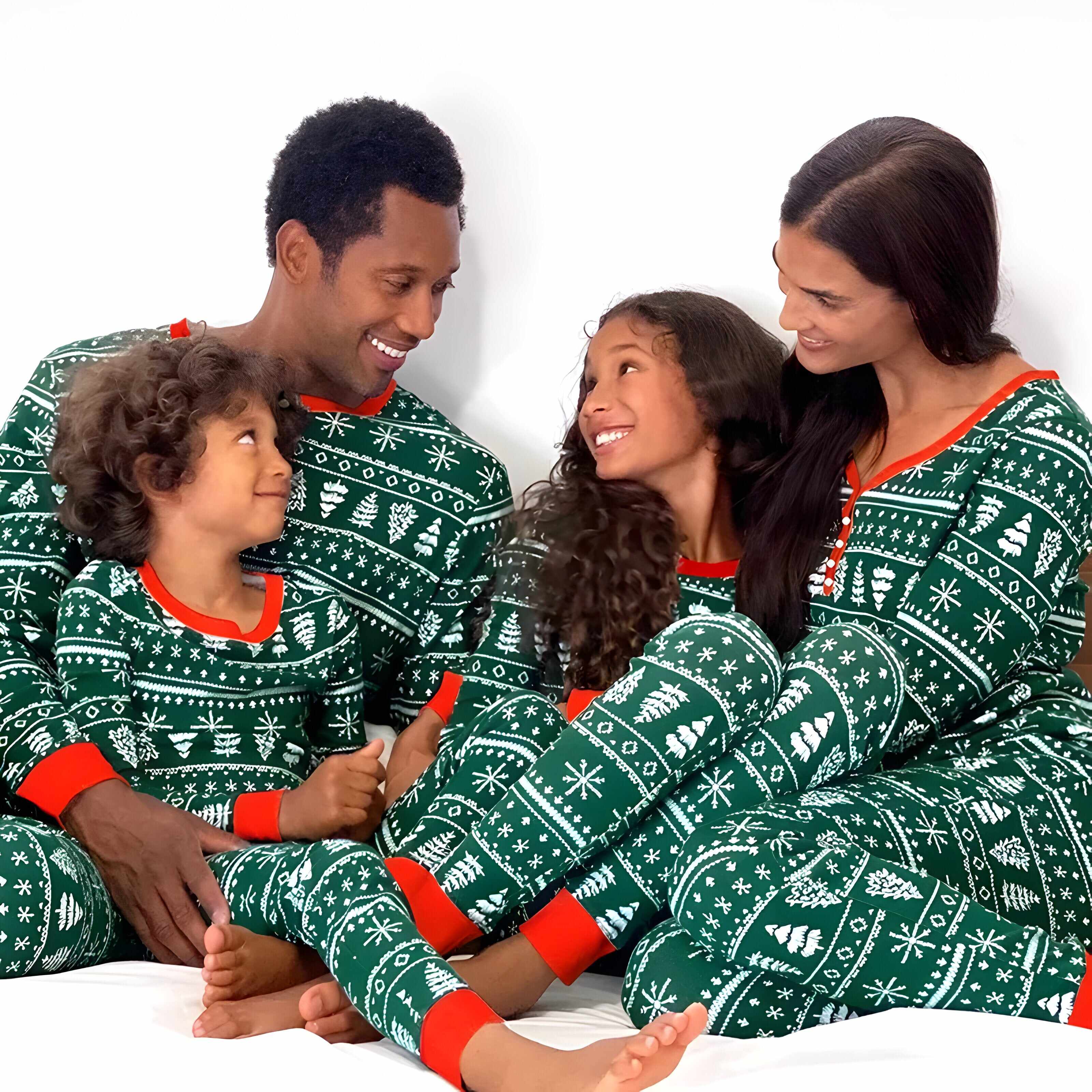 Kids Green Matching Family Christmas Pajamas