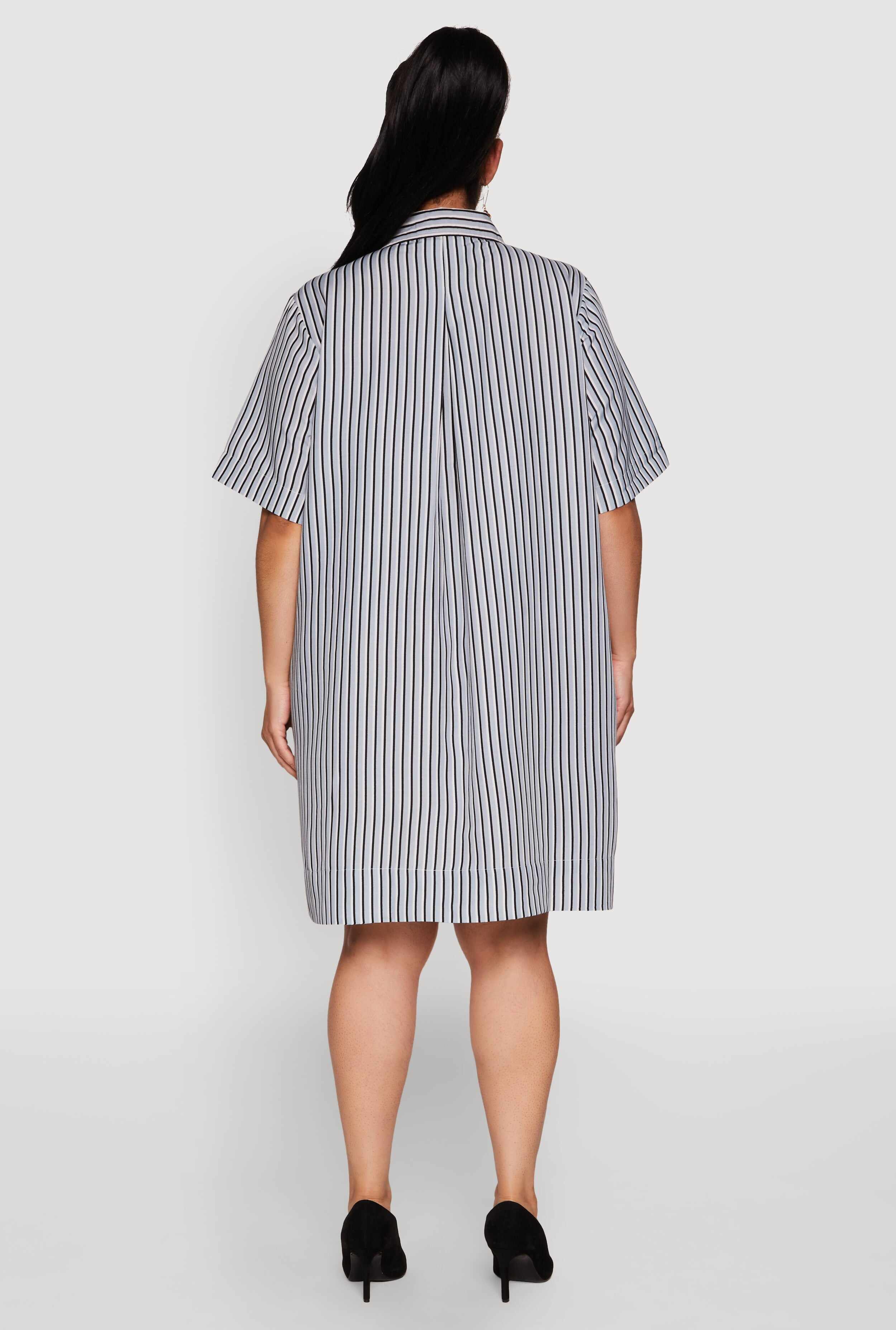 Plus Size Striped Short Sleeve Dress