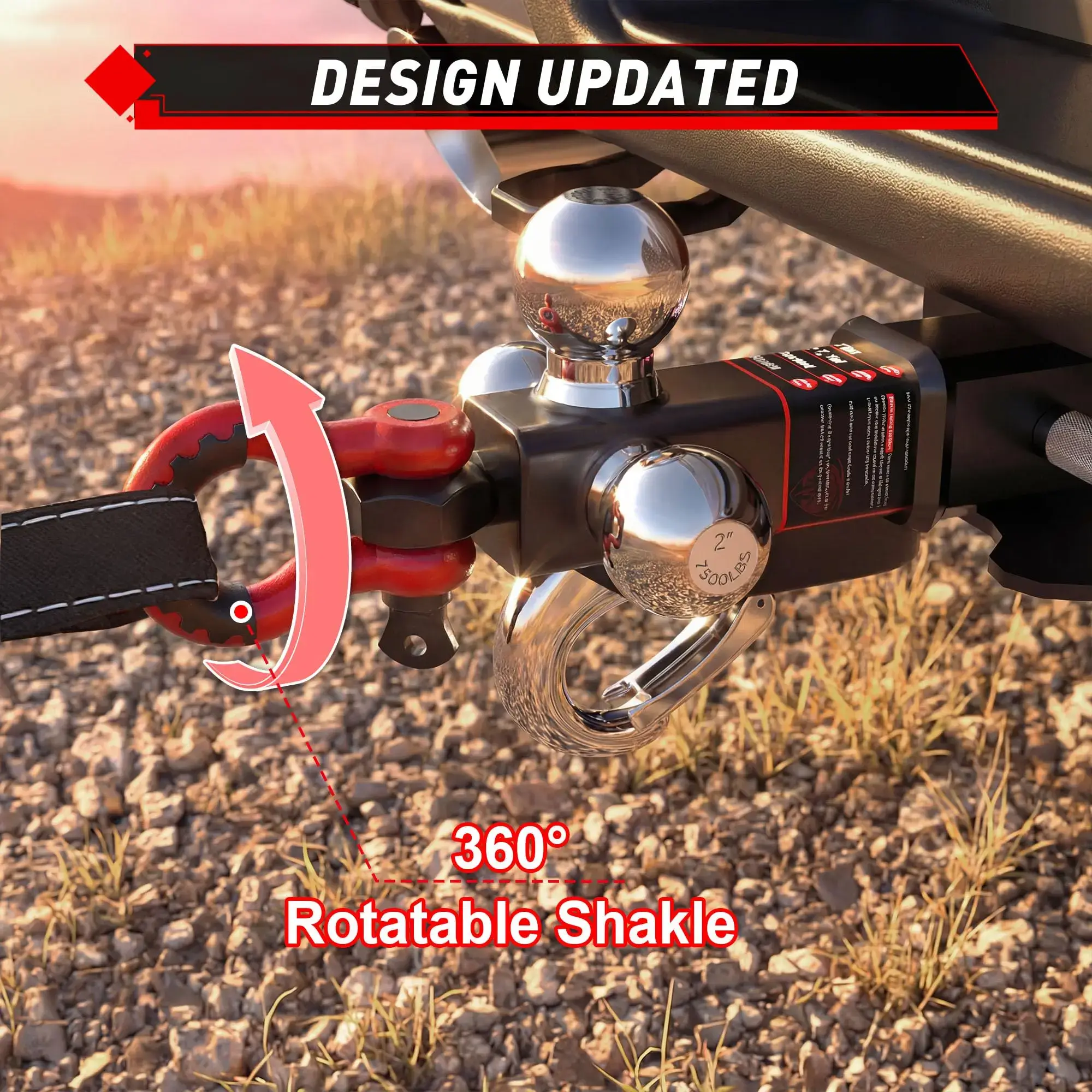 Tri Ball Mount Trailer Hitch ，Fits 2 inch Receiver, Triple Balls (1-7/8