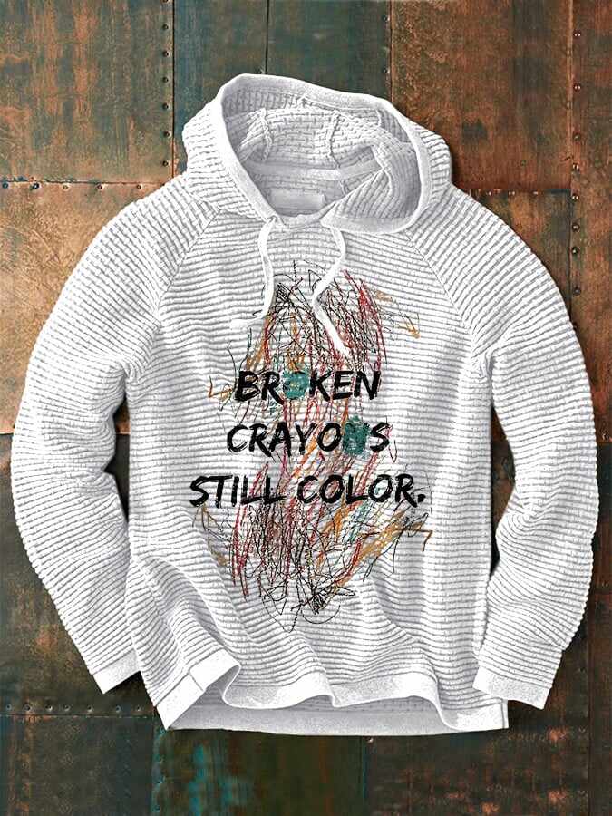 Retro Broken Crayons Still Color Print Hoodie