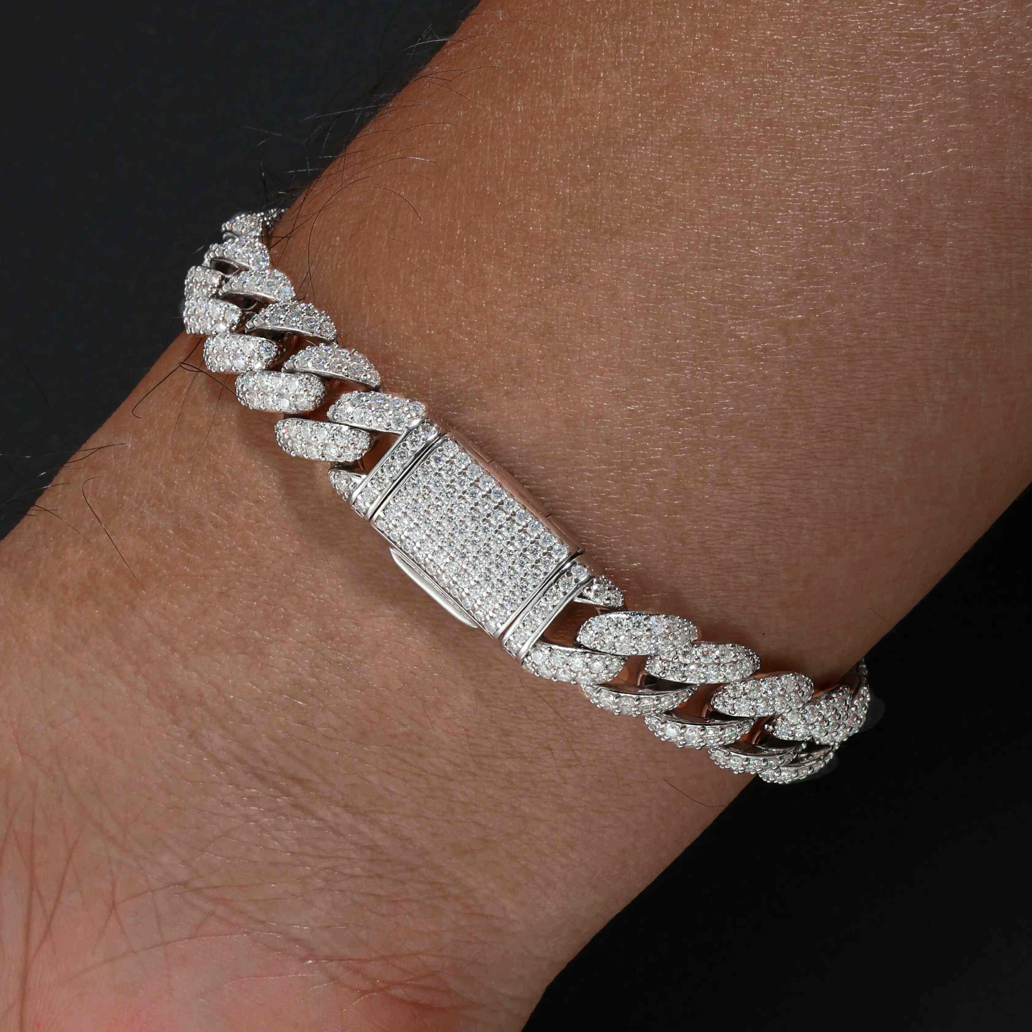Test10mm S925 2 Row Moissanite Bubble Cuban Link Bracelet
