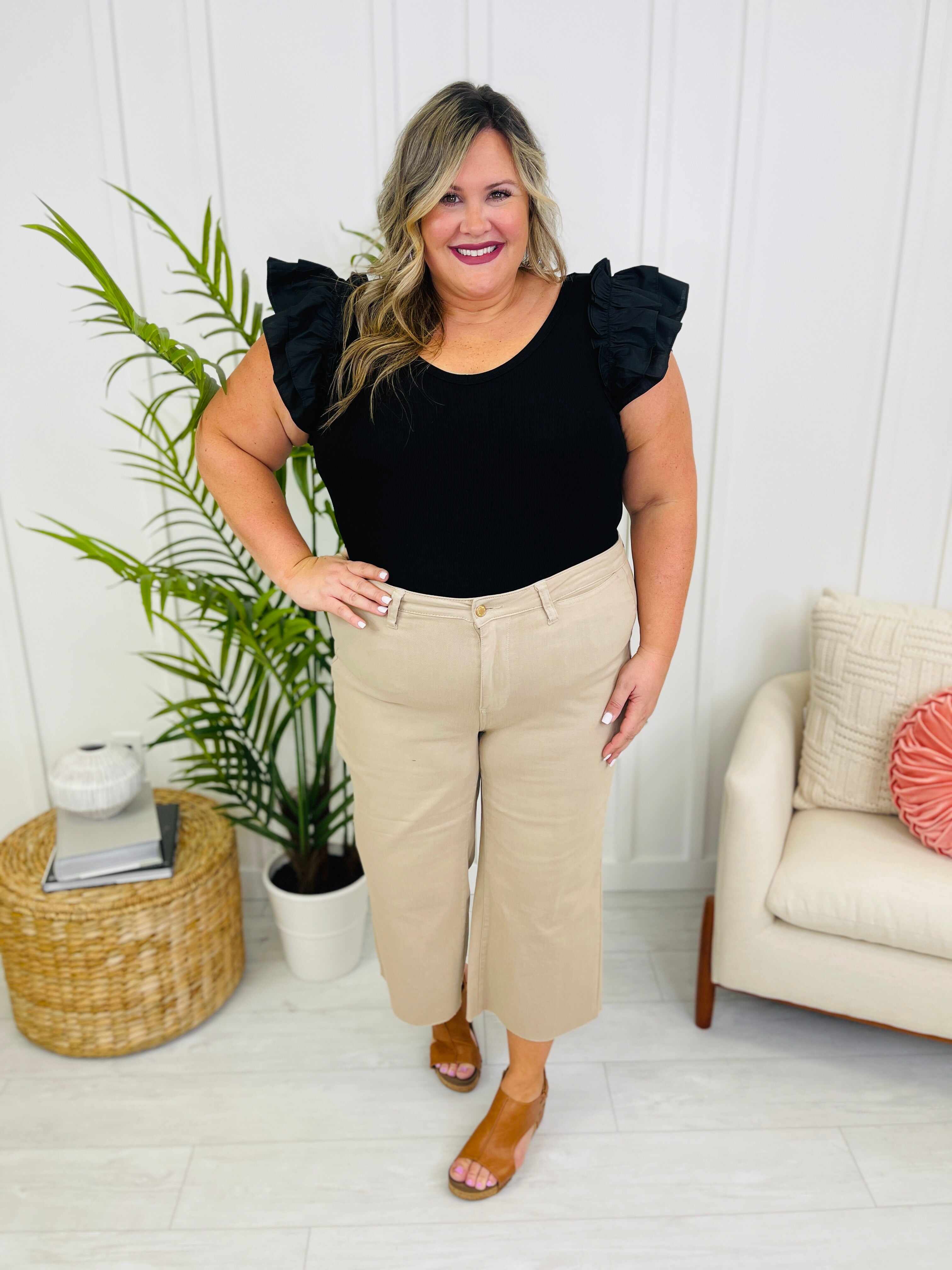 RESTOCK! REG/CURVY Khaki Girl Cropped Wide Leg Jeans