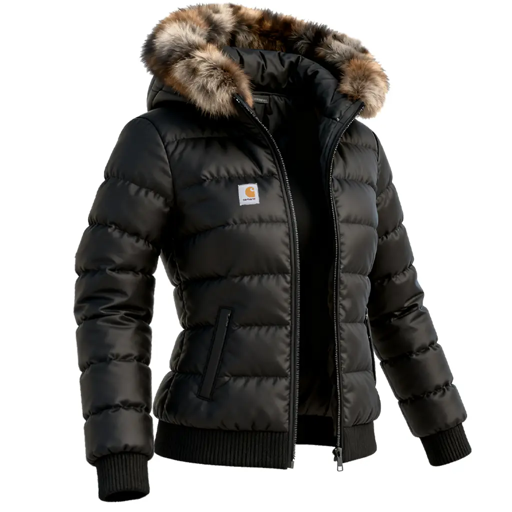 Carhartt Women's Elegant Warm Winter Jacket With Faux Fur Hood