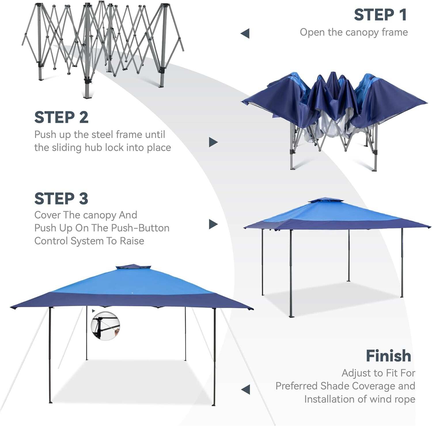 PHI VILLA Outdoor Pop up Canopy 10'x10' Tent Camping Sun Shelter-Series Party Tent, 100 Sq. Ft of Shade (Blue)