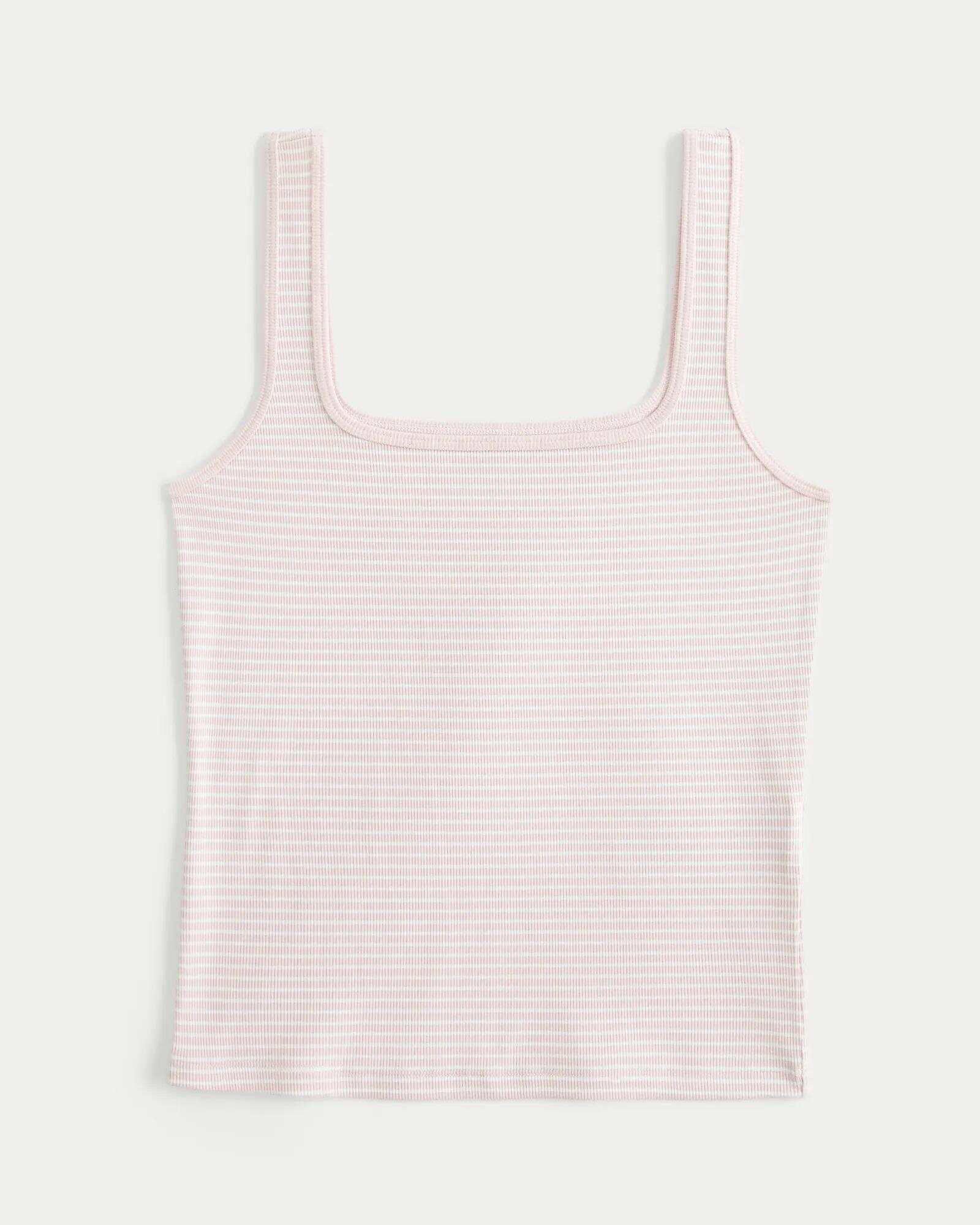 Ribbed Seamless Fabric Square-Neck Tank