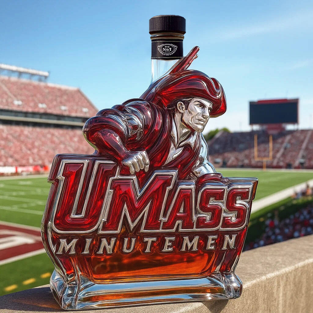 University of Massachusetts Minutemen Whiskey Bottle