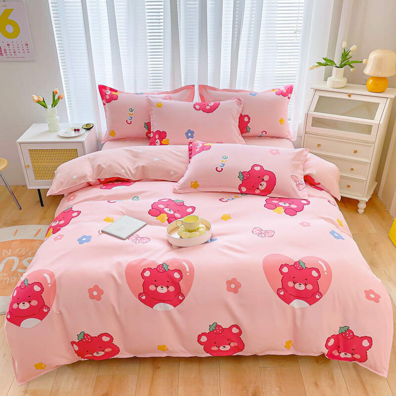 Printed Bed Sheet Set - Strawberry Bear