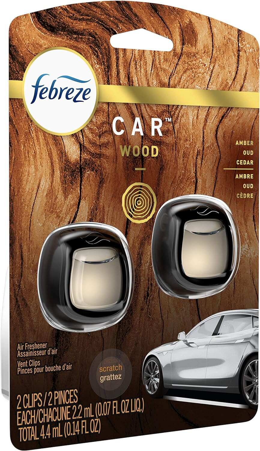 Febreze Car Air Fresheners, New Car Scent, Odor Eliminator for Strong Odors Car Vent Clips (2 Count)