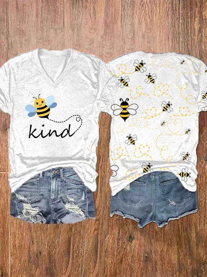 Bee kind Print Casual T-shirt