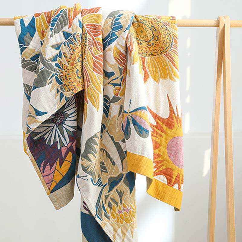 Blooming Sunflower Cotton Reversible Soft Quilt