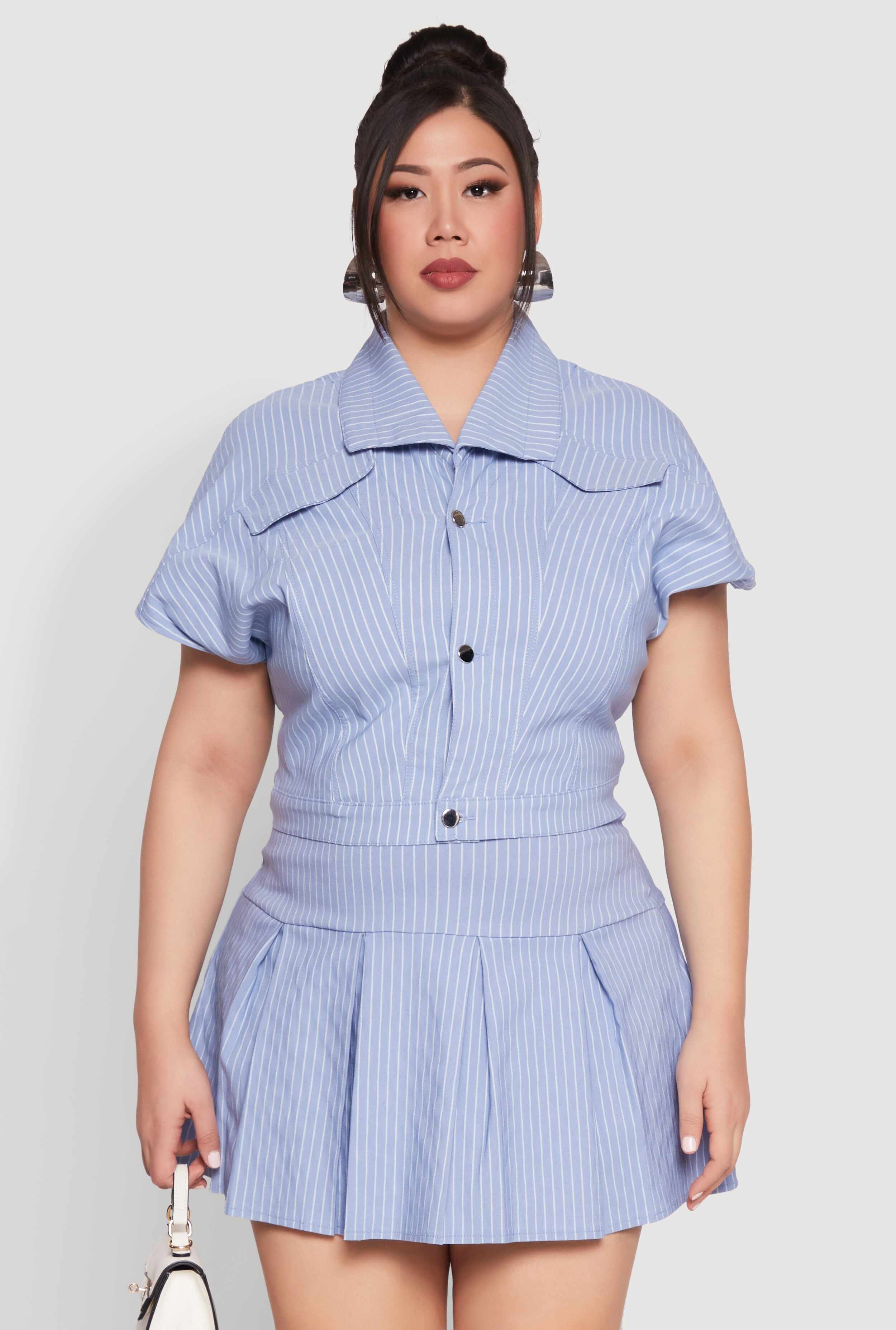 Plus Size Pinstripe Hyperstretch Crop Top