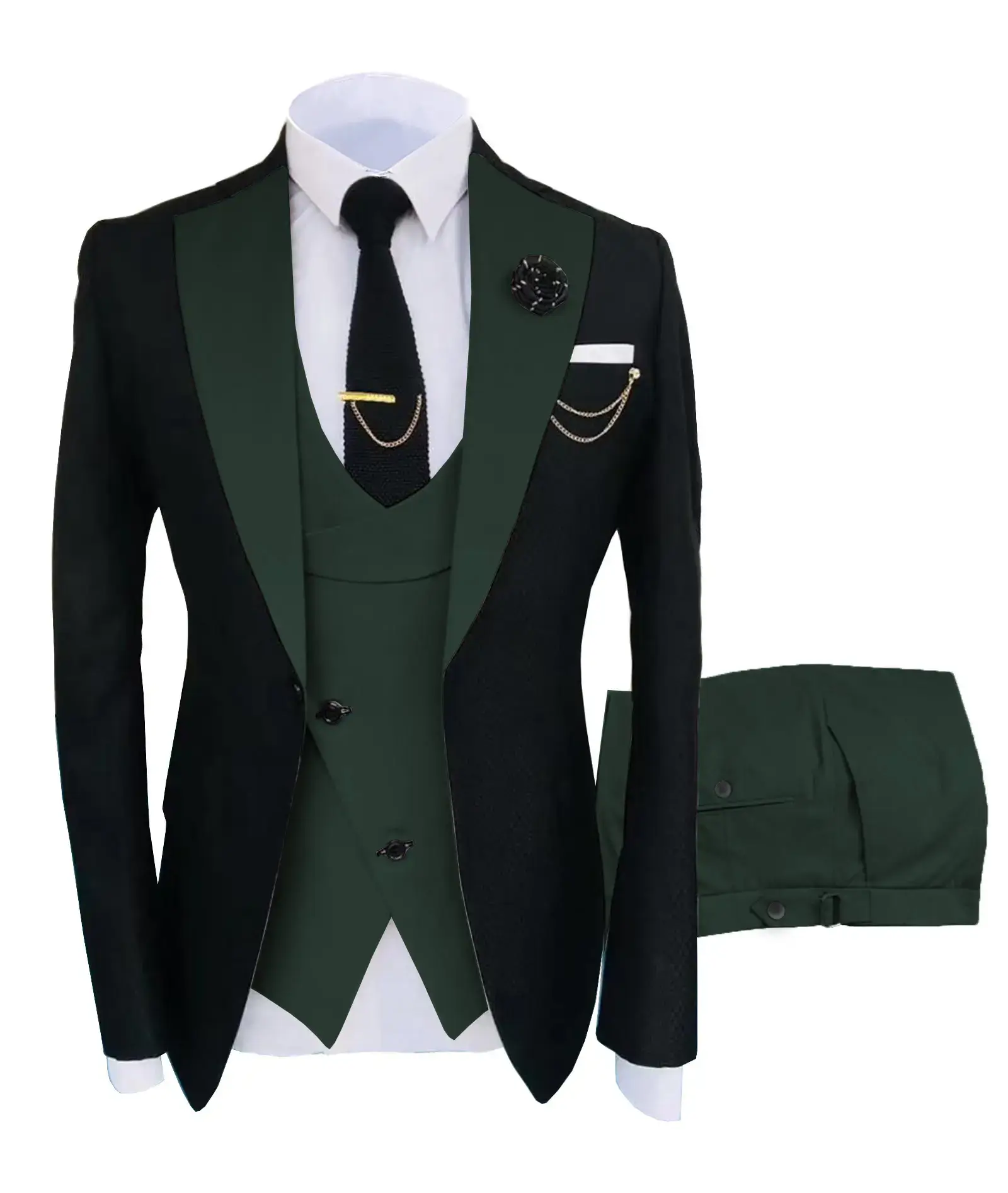 🔥 Last Day For Clearance !Men's 3-Piece Suit Set - Double Breasted Blazer, Vest & Pants