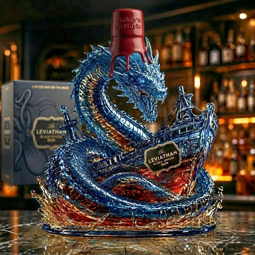 Leviathan Collectible Commemorative Black Rum 3D Sculpted Collector's Edition Bottle