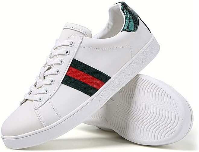Men's White Sneakers, Luxury Designer, Low Top Lace Up, Water Resistant, Breathable and Comfortable Walking Shoes, Size 38-47