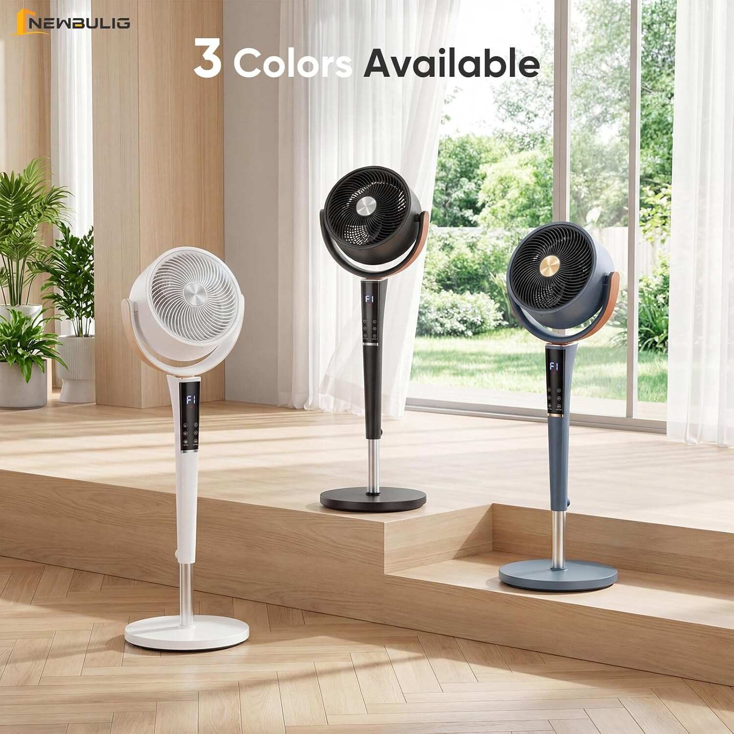 Pedestal Fan for Bedroom, 1050CFM Standing Fans with DC Motor, 15 Speeds & 5 Modes, Pedestal Air Circulator 120° Omni Oscillation Digital Display & Remote, 12H Timer, 37-45