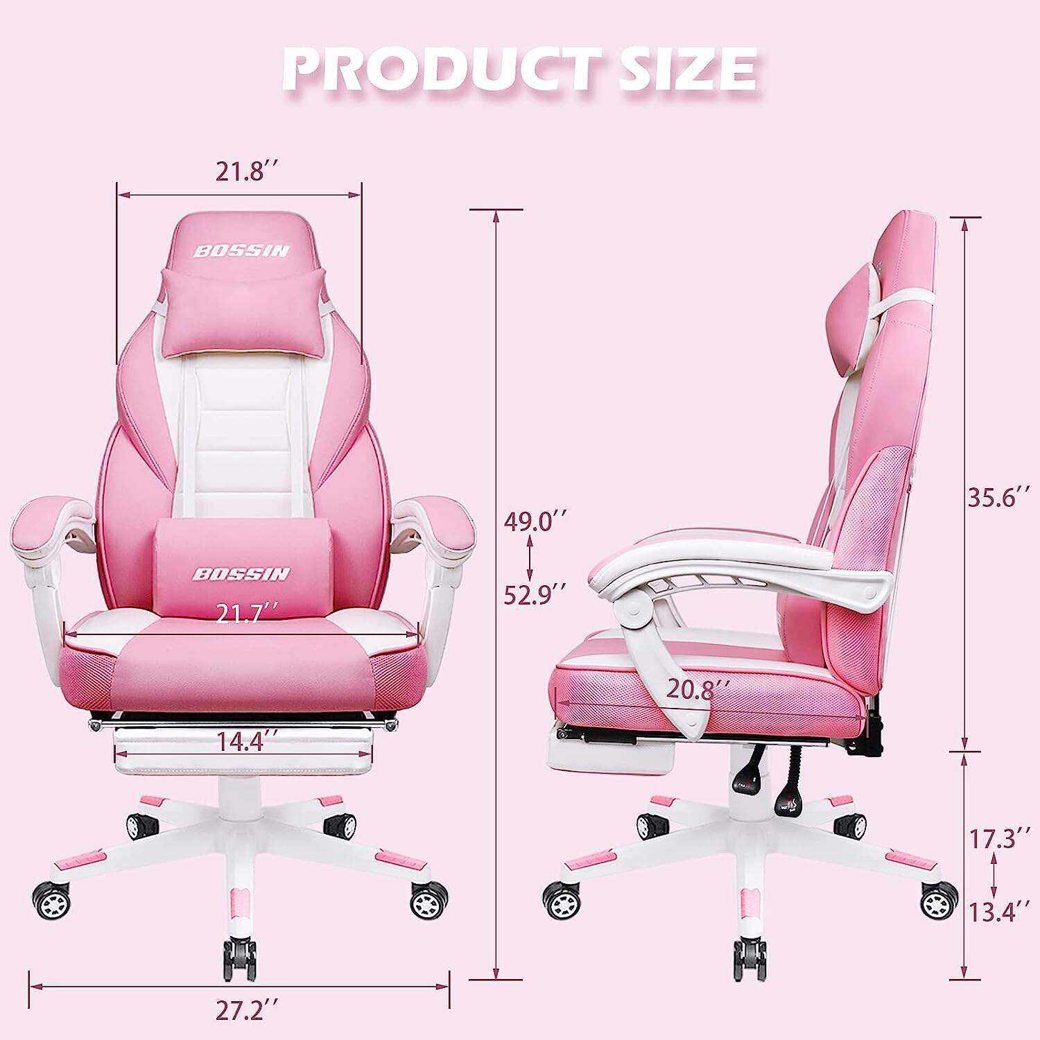 LEMBERI Video Game Chairs with footrest,Gamer Chair for Adults,Big and Tall Gaming Chair 400lb Capacity,Gaming Chairs for Teens,Racing Style Gaming Computer Chair with Headrest and Lumbar Support