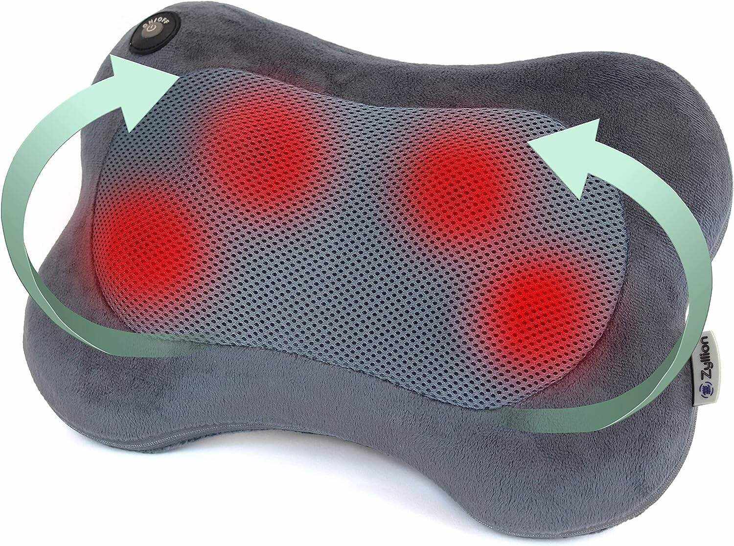 Zyllion Back and Neck Massager with Heat - 3D Deep Tissue Shiatsu Massage Pillow for Chair, Car and Muscle Pain on Whole Body: Shoulders, Calf, Foot, Legs, Arms (NOT Cordless) - Black (ZMA-13-BK)