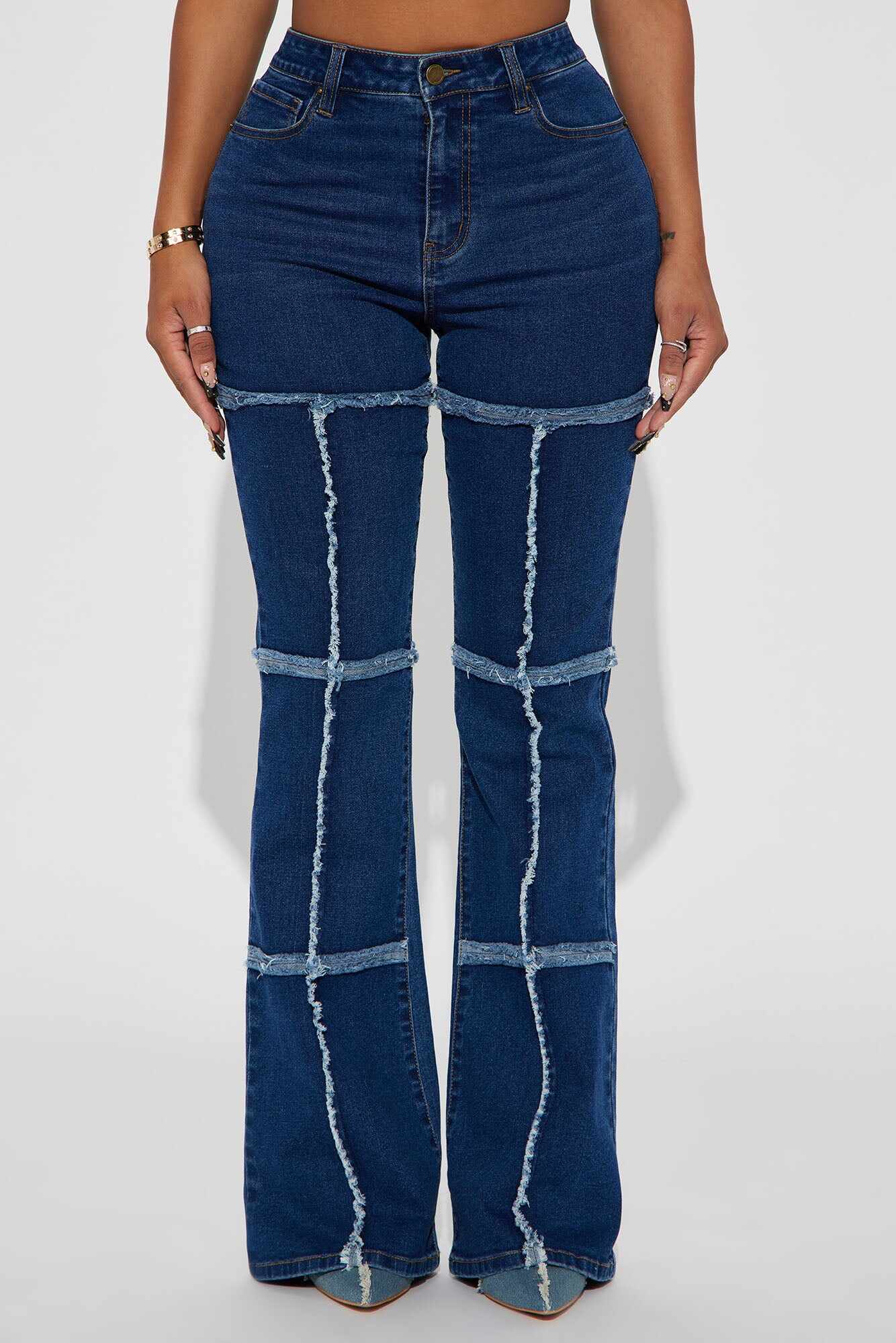 Shades Of Blue Stretch Flare Jeans - Dark Wash
