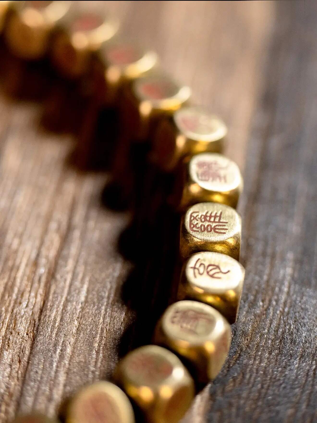 Seal script gold-light copper bracelet