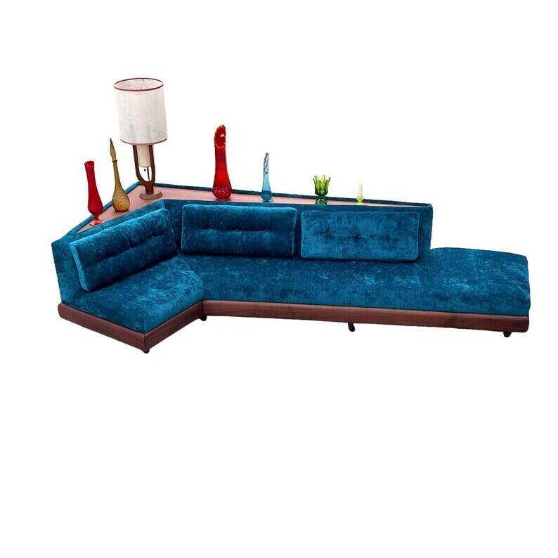 Vintage Re-Upholstered Mid-Century Boomerang Sofa Craft Associates Teal