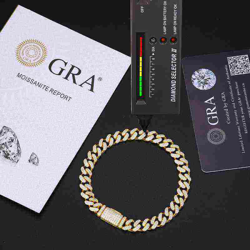 Test10mm S925 2 Rows Moissanite Cuban Link Bracelet