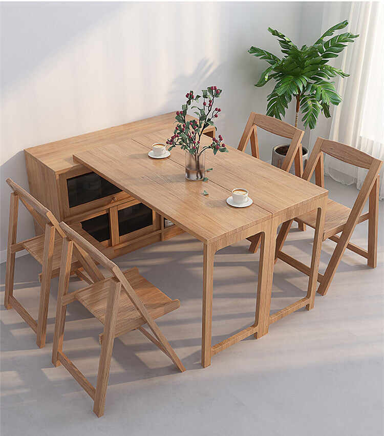Folding and Expandable Multifunction Dining Table with Hidden Storage Design Cabinet