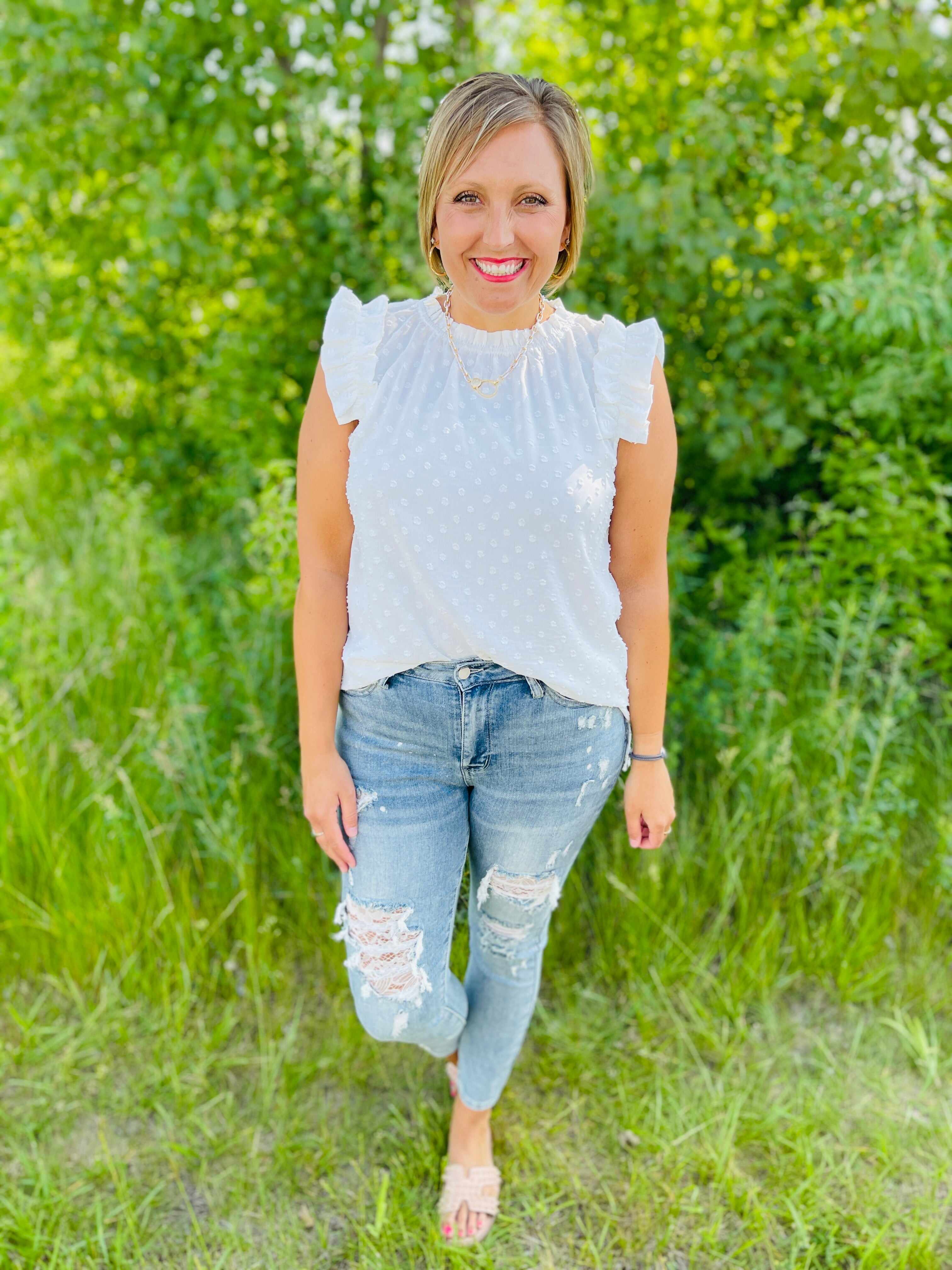 PLUS/REG All Laced Up Lace Patch Skinny Jeans
