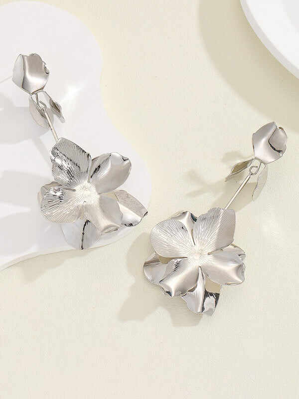 Sculptural Flower Drop Earrings